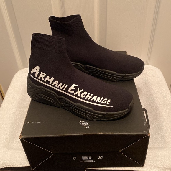 Brand New Armani Exchange Black Knit Sneakers…size 9 - Picture 2 of 10